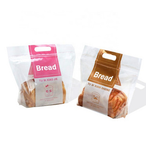 Custom Printed Resealable Food Grade Bakery Product Zipper Packaging Bread Pastry Bags Window Stand up Pouch Free Samples Accept