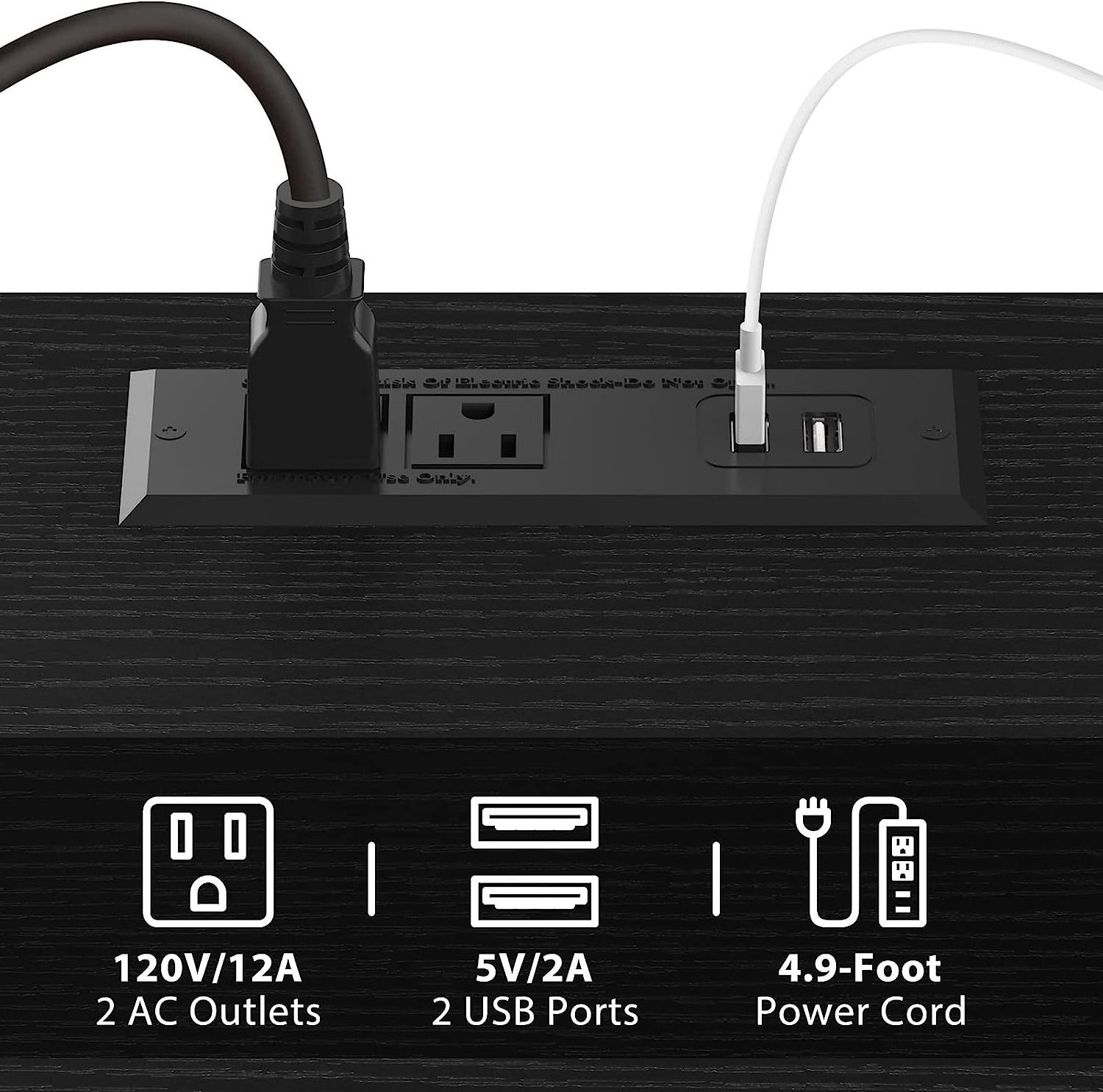 Nightstand with Charging Station Side Table with USB Ports and Power Outlets Industrial 2 Tier Nightstand with 2 Drawers