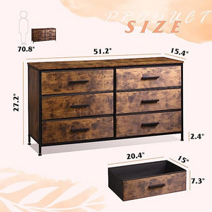 Dresser with 6 Drawers, TV Stand for 60" TV Large Storage Tower Unit, Chest of Drawers for Bedroom