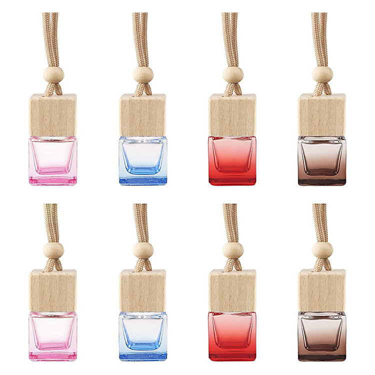 Aroma Diffuser 5ml 8ml 10ml fragrance bottle diffuser glass car air freshener hanging perfume bottle with wooden cap