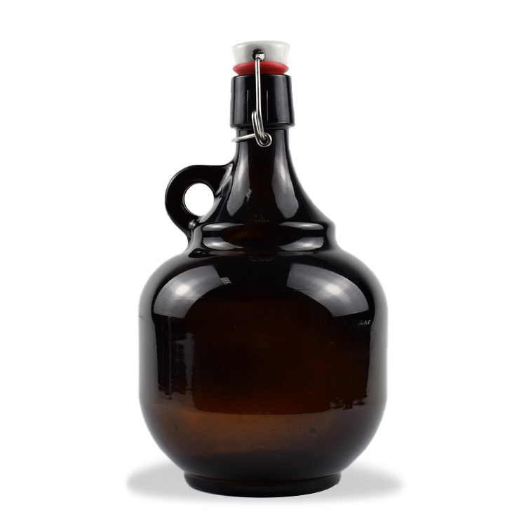 Wholesale 2L Amber Growler Beer Swing Top Glass Bottle