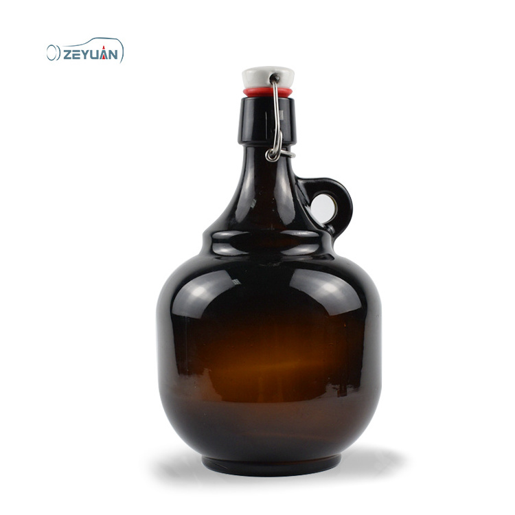 Wholesale 2L Amber Growler Beer Swing Top Glass Bottle