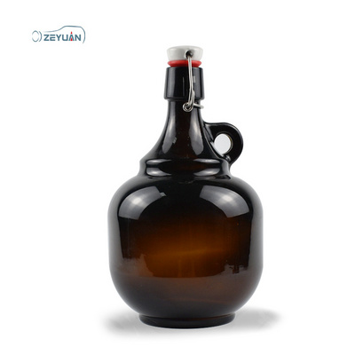 Wholesale 2L Amber Growler Beer Swing Top Glass Bottle