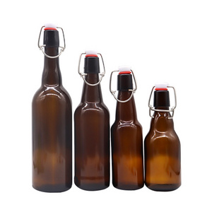 Wholesale 330ml 500ml  750ml 1Liter 1000ml swing top cheap empty amber glass beer bottle