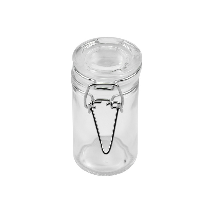 Mini 75ml round hermetic airtight Glass Spice jar with clip top lid