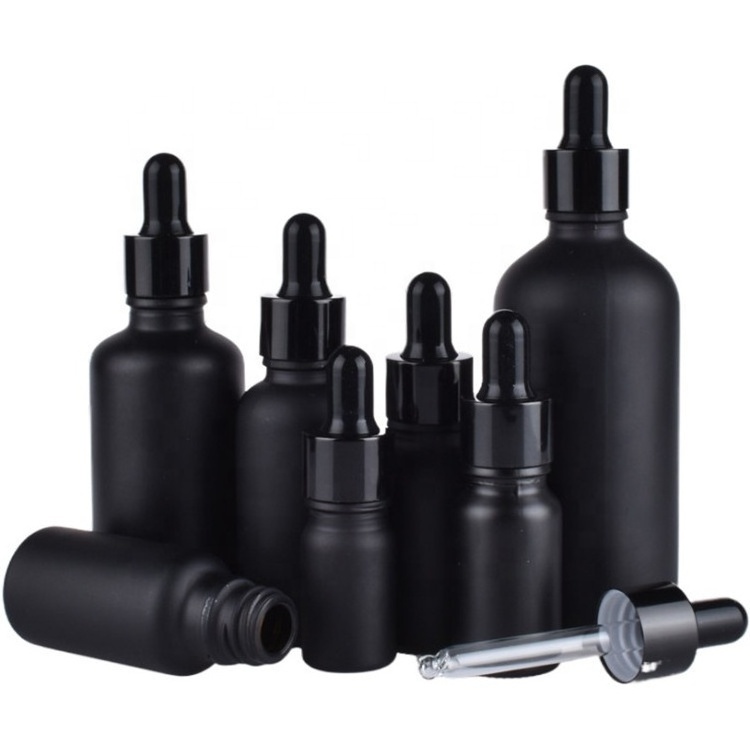 Paper tube 5ml 10ml 15ml 20ml 30ml 50ml 100ml matte black essential oil serum glass dropper bottle with bamboo aluminum cap