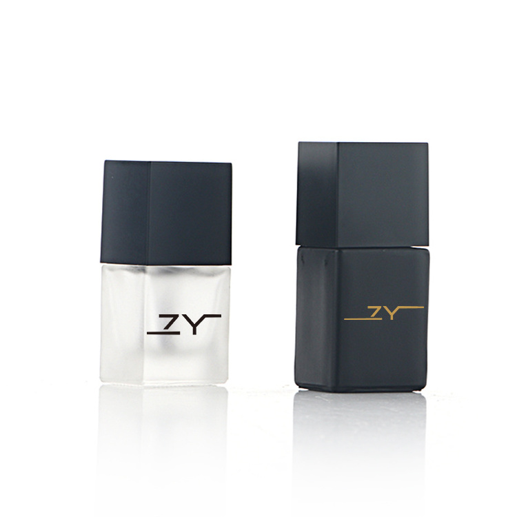 Refillable Empty Rectangle Nail Polish Bottle 10ml With Logo Custom Luxury Black Glass Nail Vanish Bottles For UV GEL