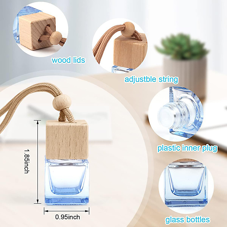 Aroma Diffuser 5ml 8ml 10ml fragrance bottle diffuser glass car air freshener hanging perfume bottle with wooden cap