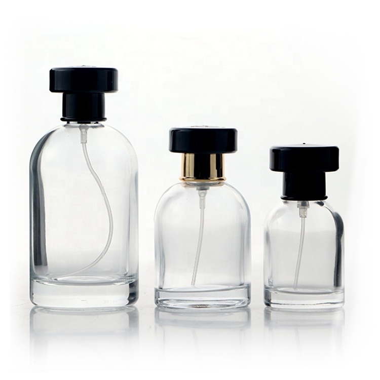 Empty High Quality Cylinder Transparent Oem Glass 30ml 50 Ml 100ml Perfume Bottle With Gift Box Pump Sprayer