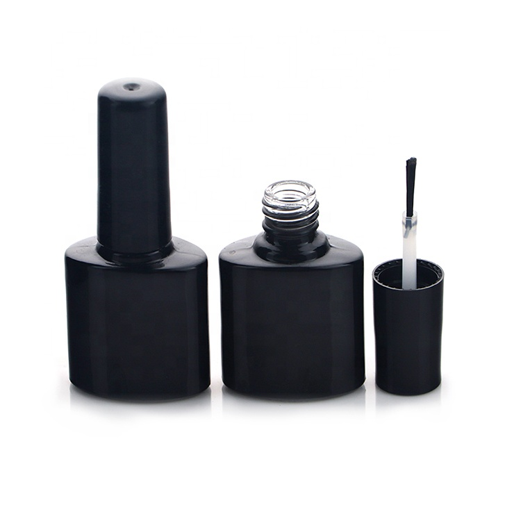 Free sample 5ml  8ml  10ml 15ml  surface painting  matte black empty glass Oval Primer nail polish bottle with brush