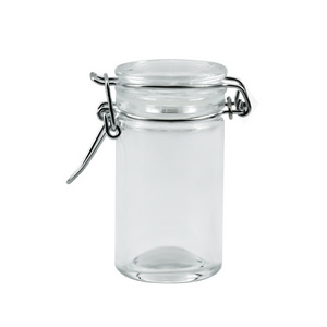 Mini 75ml round hermetic airtight Glass Spice jar with clip top lid