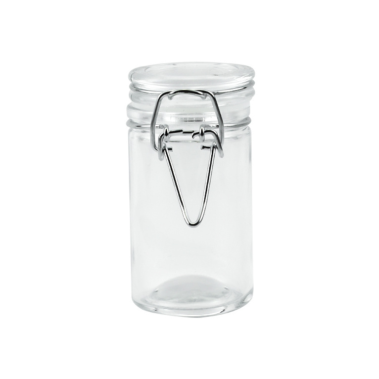 Mini 75ml round hermetic airtight Glass Spice jar with clip top lid