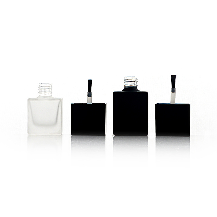 Refillable Empty Rectangle Nail Polish Bottle 10ml With Logo Custom Luxury Black Glass Nail Vanish Bottles For UV GEL