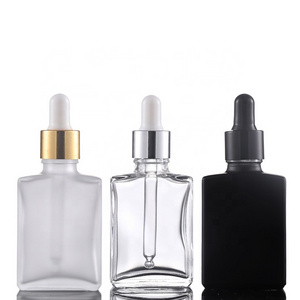 Square 30ml 50ml 100ml  150ml Essential Oil Rectangle Glass Dropper Bottles with Pipette dropper Cap for for Cosmetic  Container