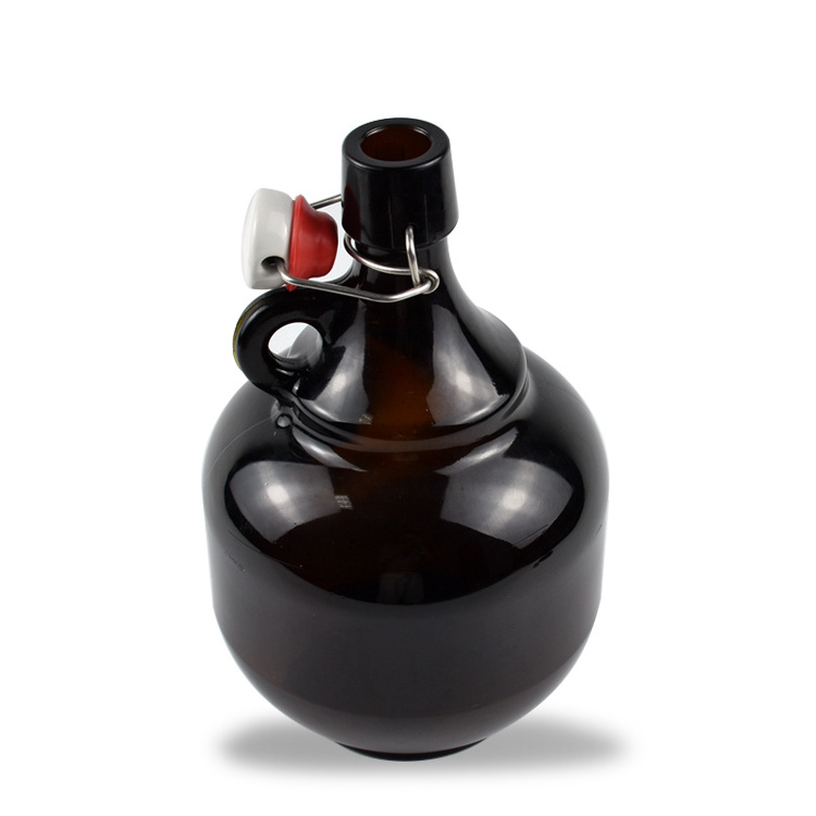 Wholesale 2L Amber Growler Beer Swing Top Glass Bottle