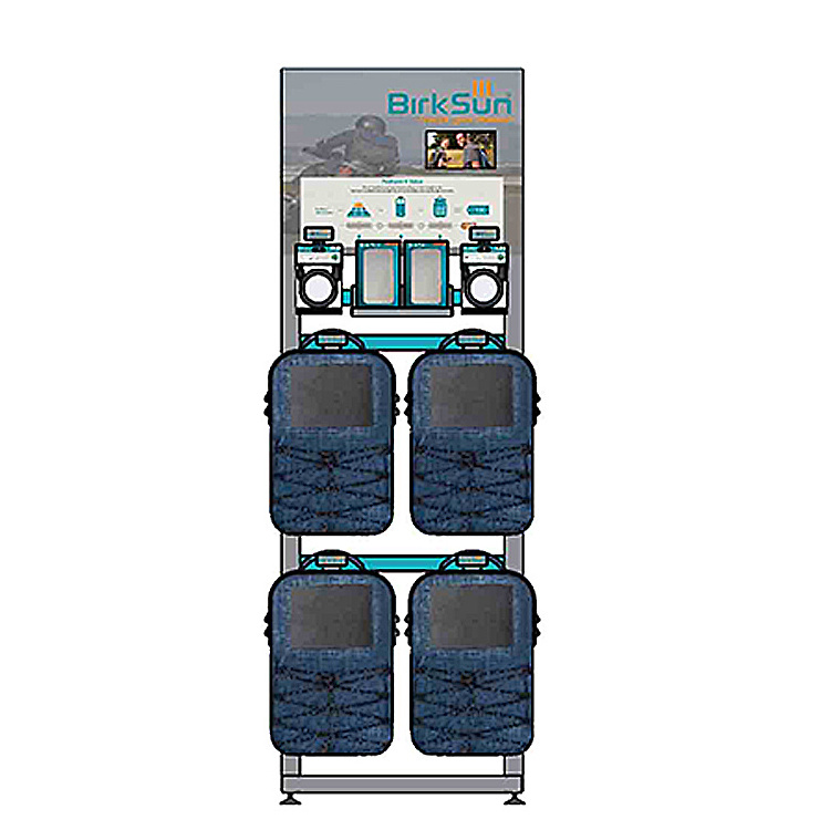 retail display racks metal backpack accessories stands bags floor display stand