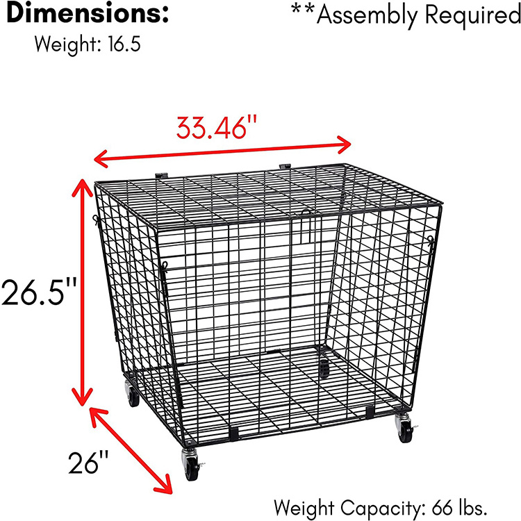 Heavy Duty Casters - Lid - Sports Lockable Ball Storage Locker Ball Cage for Garage Storage Garage Organizer