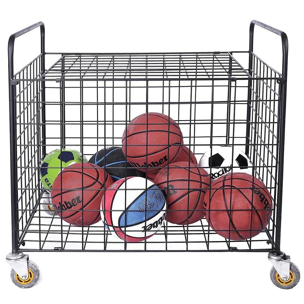 Multifunction Metal Rolling Sports Ball Storage Hopper Basketball/Baseball/Voleyball Soccer Ball Rack Ball Holder