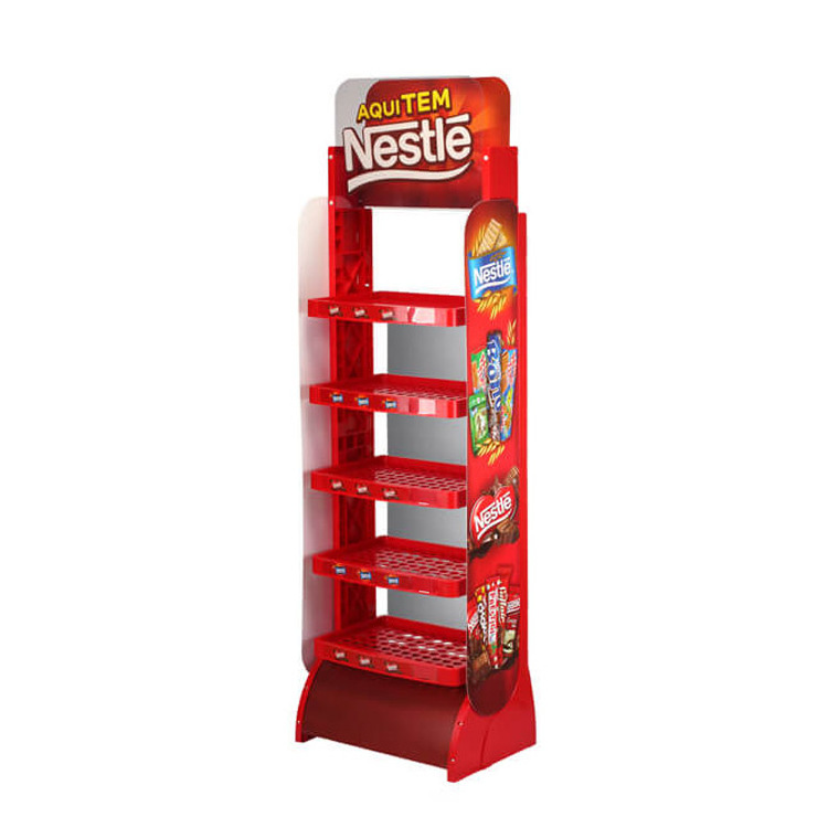 Customizable 3 tiers floor standing chocolate display shelf for promotion