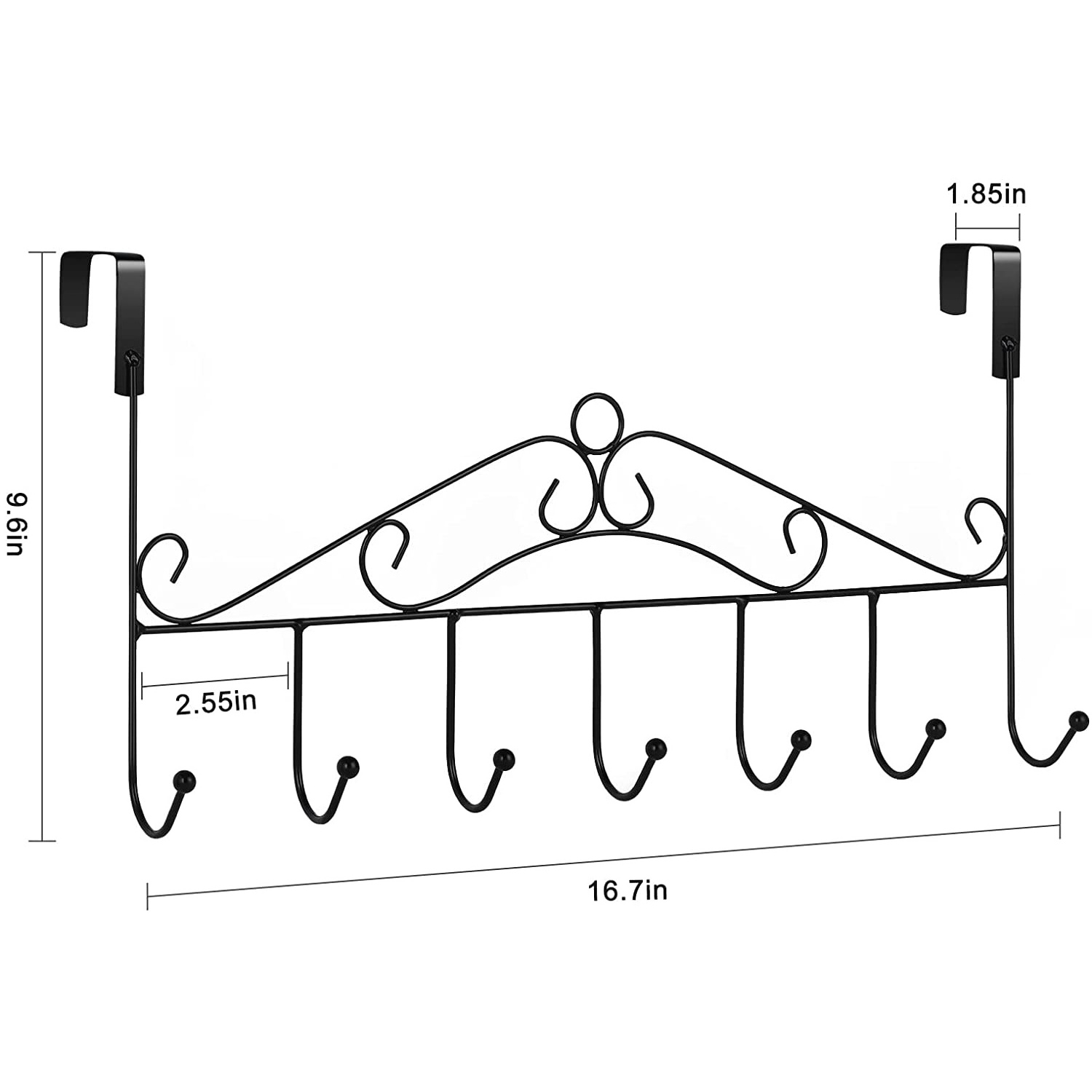 Over The Door Hooks Hanger,Over The Door Towel Rack Coat Rack with 7 Hooks, Metal Hanging Organizer for Clothes Coat Hat Towel