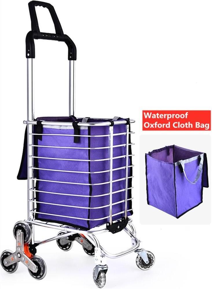 High Quality Foldable Stair Climbing Shopping Cart Trolley With Waterproof Oxford Cloth Bag And 8 Crystal Wheels