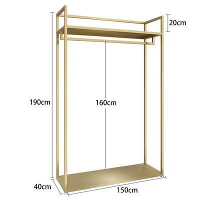 Rose Gold Rack Clothes Boutique Furniture Apparel Shelf Against Wall Metal Clothing Store Display Racks