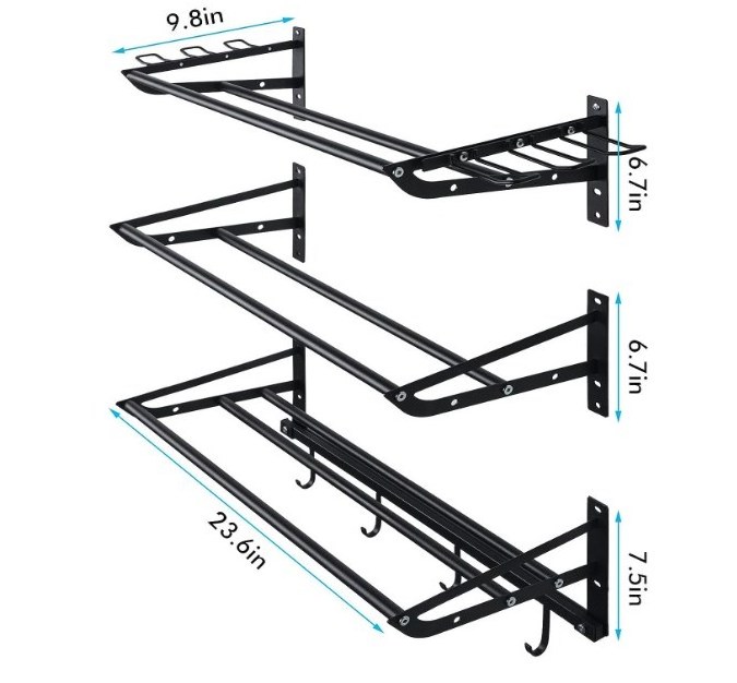 Garage Sports Equipment Storage Rack with 3 Separate Shelf Ball Rack Sport Equipment Organizer with 4 Hooks for Badminton Racket