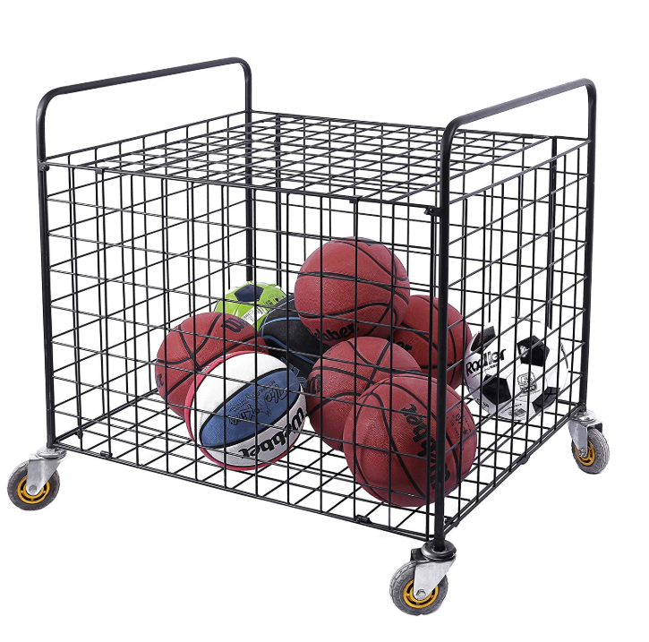 Multifunction Metal Rolling Sports Ball Storage Hopper Basketball/Baseball/Voleyball Soccer Ball Rack Ball Holder