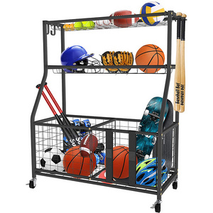 Outdoor Sports Equipment Basketball Organizer Ball Storage Rack Indoor/Outdoor Kids Toys Storage Organizer Bins