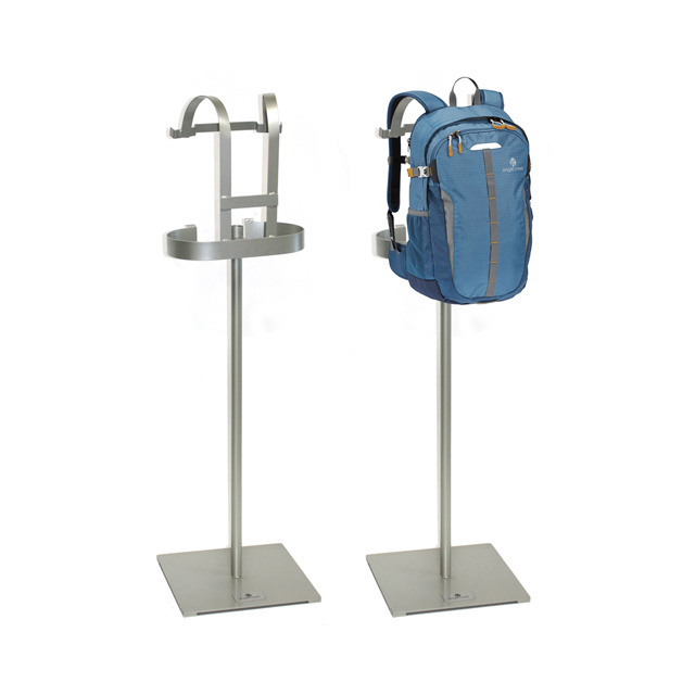 Customised backpacks stand rack/floor bag stainless steel display/backpack metal holder