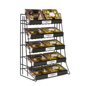 Customizable 3 tiers floor standing chocolate display shelf for promotion