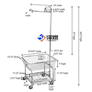 Commercial Rolling Laundry  Basket  wire storage  trolley cart