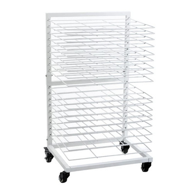 Art Drying Rack for Classroom Paint Drying Rack Art 19 Shelves Metal Artwork Storage Display Rack with Wheels