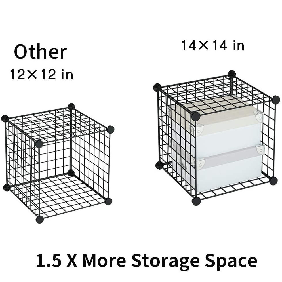 Wire Cube Storage, Metal Grid Organizer, Stackable Bookcase, Ideal for Living Room, Bedroom Office, Garage