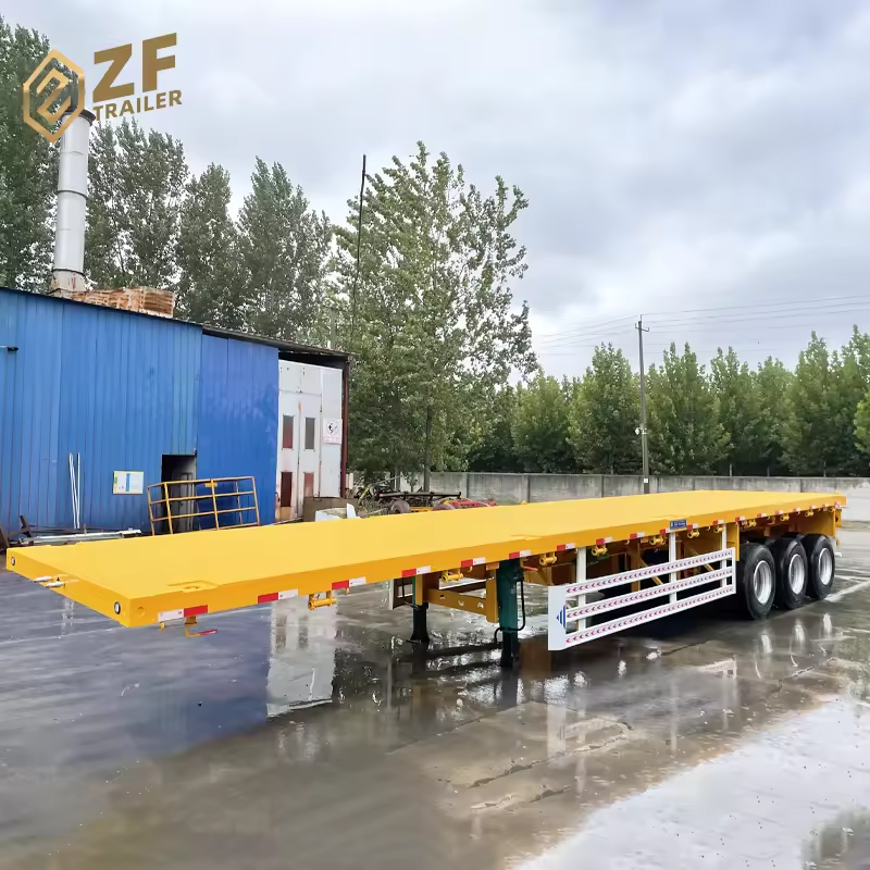 Multi-axles 60 Ton 40 feet 12pcs Flatbed Trailers Headboard Container Trucks Semi Trailer for Sale