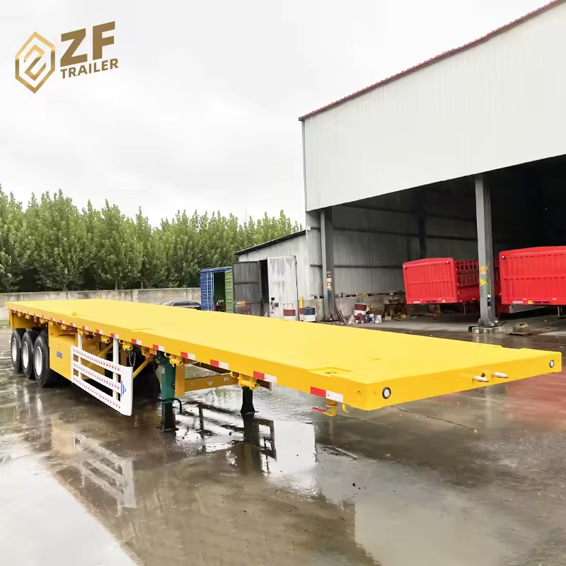 Multi-axles 60 Ton 40 feet 12pcs Flatbed Trailers Headboard Container Trucks Semi Trailer for Sale