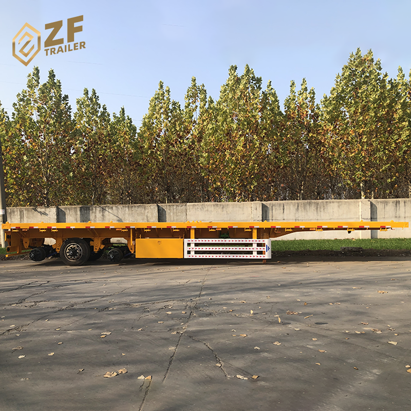 Multi-axles 60 Ton 40 feet 12pcs Flatbed Trailers Headboard Container Trucks Semi Trailer for Sale