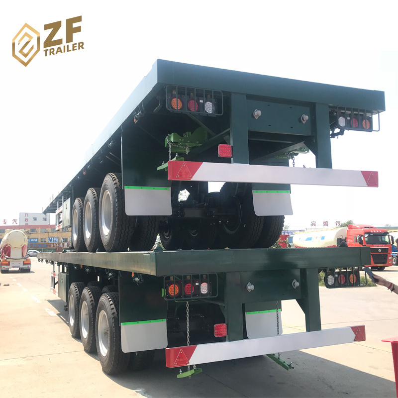 Cheap  commercial Tri axle 20 40ft 40 feet 48 foot 53ft  flatbed container chassis semi truck trailer flat bed trailer price