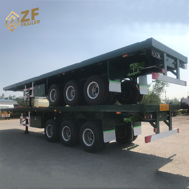 Cheap  commercial Tri axle 20 40ft 40 feet 48 foot 53ft  flatbed container chassis semi truck trailer flat bed trailer price