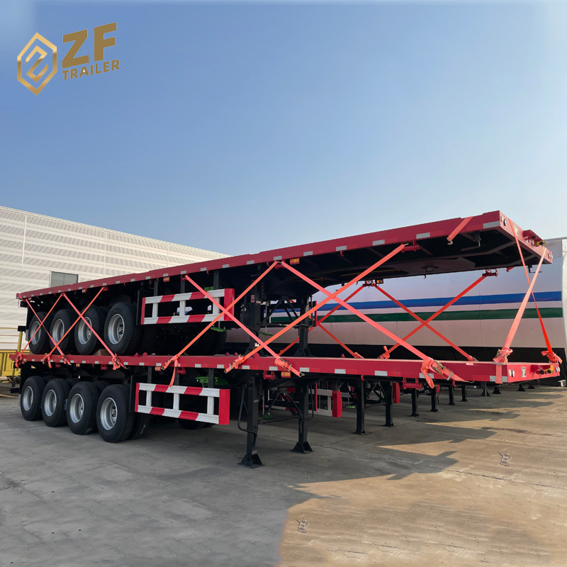 Cheap  commercial Tri axle 20 40ft 40 feet 48 foot 53ft  flatbed container chassis semi truck trailer flat bed trailer price