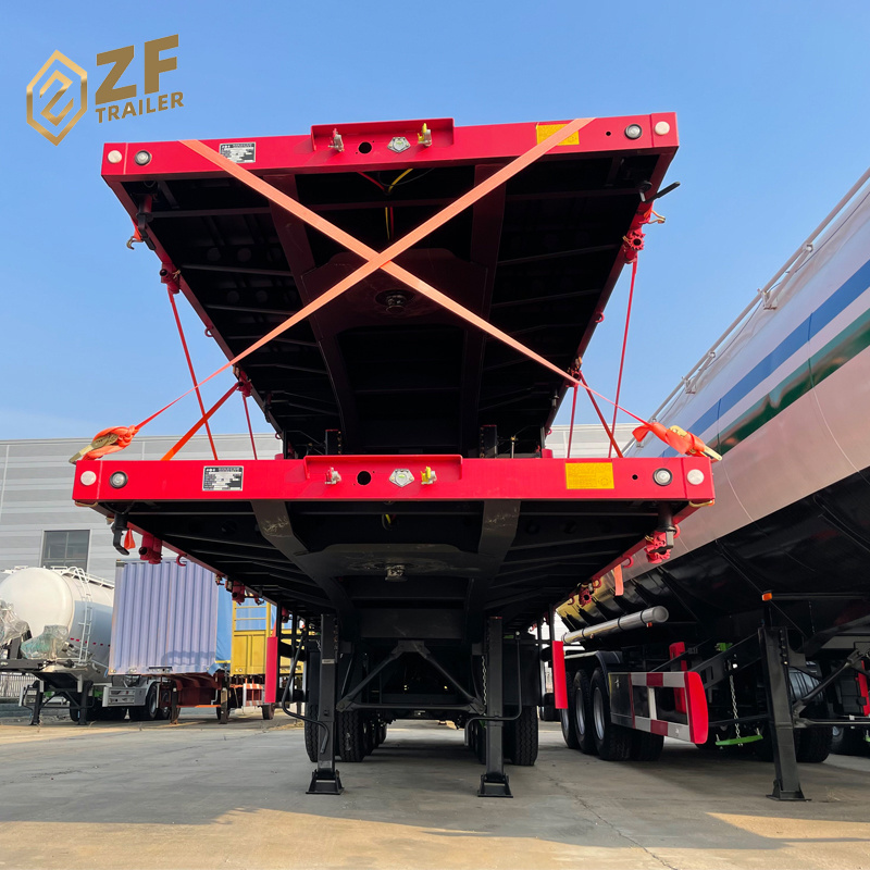 Cheap  commercial Tri axle 20 40ft 40 feet 48 foot 53ft  flatbed container chassis semi truck trailer flat bed trailer price