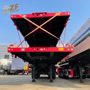 Cheap  commercial Tri axle 20 40ft 40 feet 48 foot 53ft  flatbed container chassis semi truck trailer flat bed trailer price