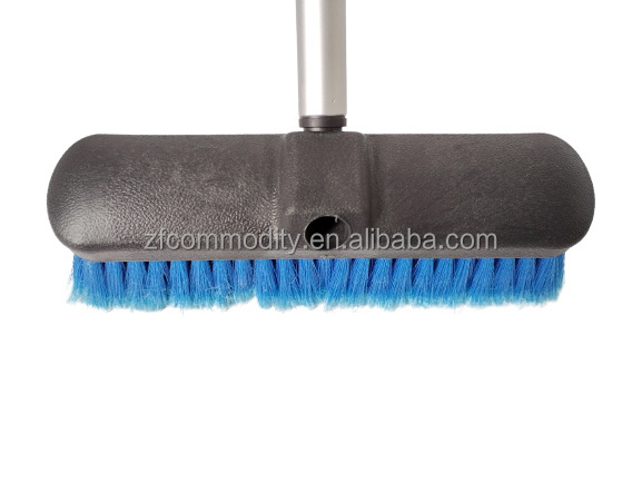 4 Section Customized telescopic long handle Auto flow thru car wash brush wheels cleaning floor push washing brush ZF3015