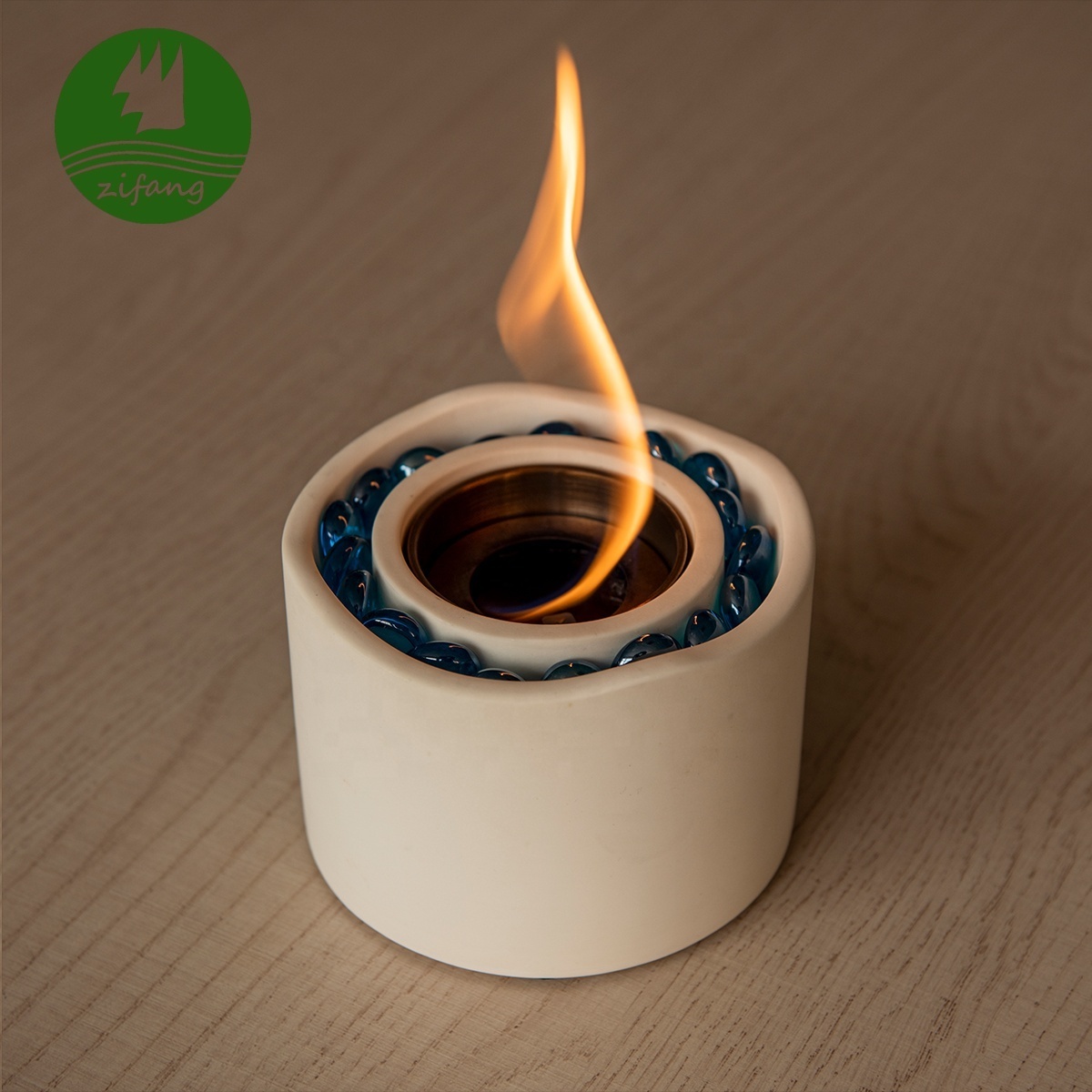 Customization High Quality Bio Ethanole Fireplace Round Tabletop Mini Indoor Contemporary Freestanding Cement Fireplace