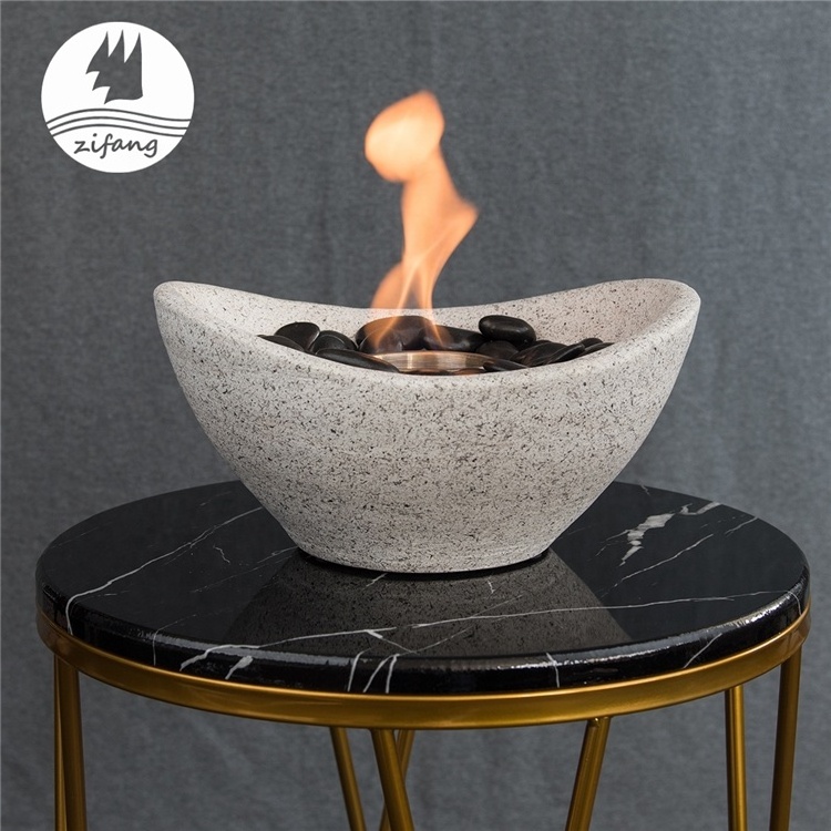 Portable Tabletop Fire Pit Concrete Indoor Bio Ethanole Fireplace Round Tabletop Fire Pit Bowl for Indoor Outdoor