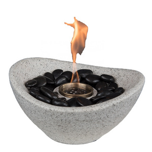 Portable Tabletop Fire Pit Concrete Indoor Bio Ethanole Fireplace Round Tabletop Fire Pit Bowl for Indoor Outdoor