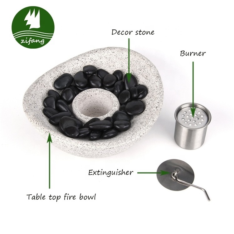 Portable Tabletop Fire Pit Concrete Indoor Bio Ethanole Fireplace Round Tabletop Fire Pit Bowl for Indoor Outdoor