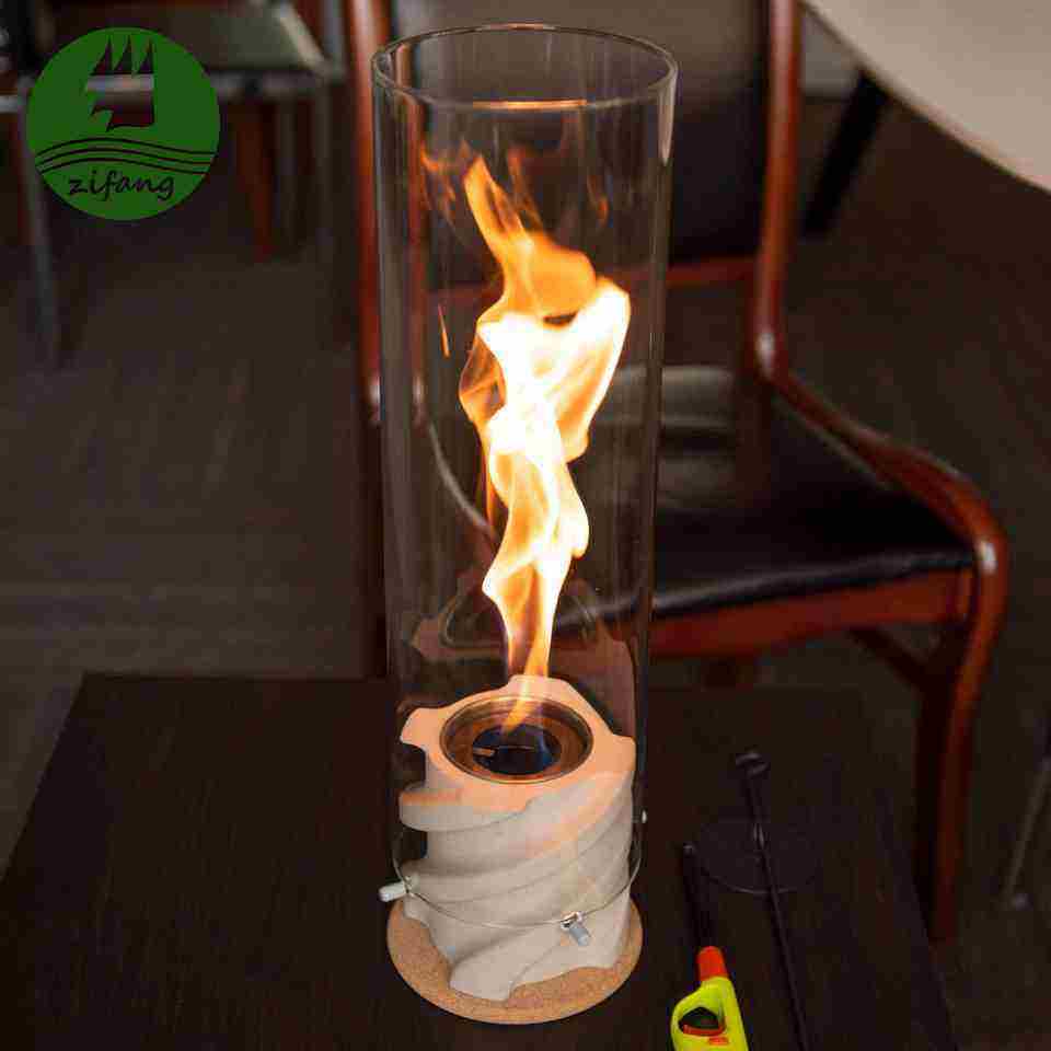 Indoor Mini Decoration Heater TableTop Bio Ethanol Fire Pit Portable Fire Bowl Art Deco Round Biofuel Fireplace With Glass Cover