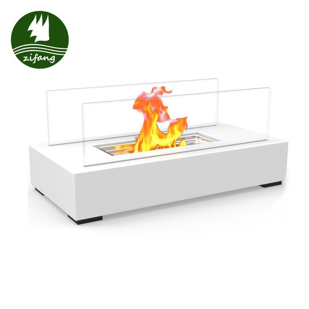 Mobile Desktop Fireplace With Stainless Steel Bioethanol Fire Pit For Home Decoration