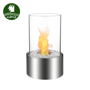 Mobile Desktop Fireplace With Stainless Steel Bioethanol Fire Pit For Home Decoration